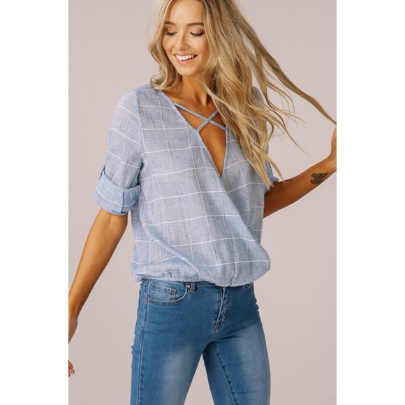 Last One!! Checked Woven Surplus Top - Picture 3 of 6